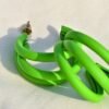 light green double hoop earrings for women – chunky resin statement hoops with hypoallergenic studs