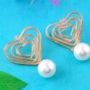 gold heart drop earrings with pearl – elegant statement dangle earrings for women, bridesmaid, wedding & party jewelry – gift for her (usa & uk)