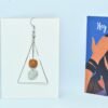 minimalist geometric triangle drop earrings – silver wire frame with wooden & resin beads – boho dangle earrings for women & girls