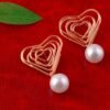 gold heart drop earrings with pearl – elegant statement dangle earrings for women, bridesmaid, wedding & party jewelry – gift for her (usa & uk)