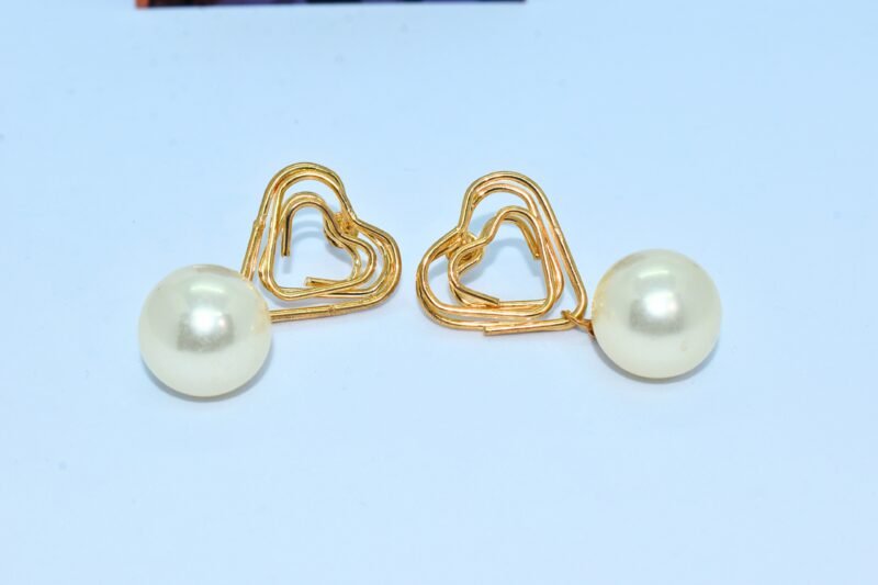 gold heart drop earrings with pearl – elegant statement dangle earrings for women, bridesmaid, wedding & party jewelry – gift for her (usa & uk)