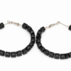 black geometric hoop earrings – lightweight beaded statement earrings for women, modern boho jewelry gift