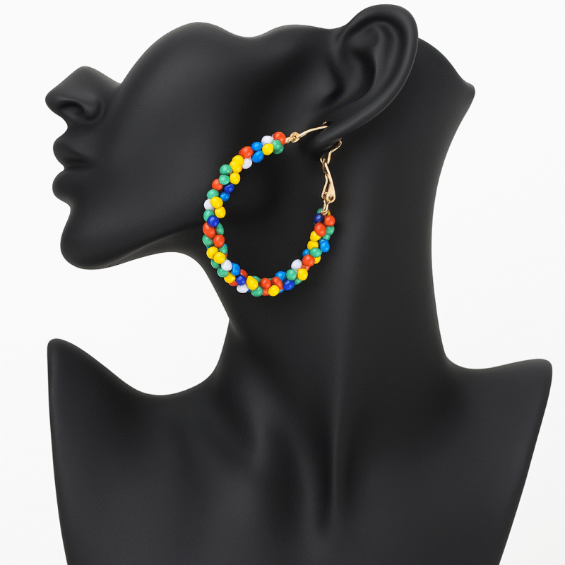 handmade colorful beaded hoop earrings | boho statement jewelry for women | lightweight festival earrings – alka jewels