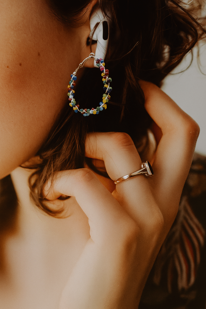 handmade colorful beaded hoop earrings | boho statement jewelry for women | lightweight festival earrings – alka jewels