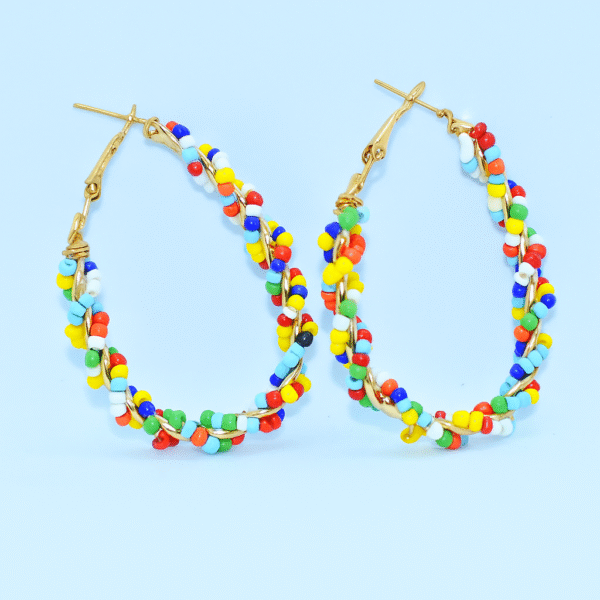 handmade colorful beaded hoop earrings | boho statement jewelry for women | lightweight festival earrings – alka jewels