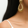 luxury gold teardrop statement earrings – bold chunky drop earrings for women, elegant party jewelry