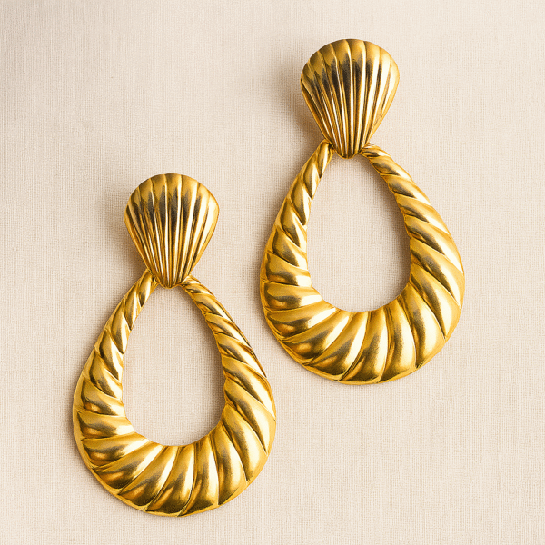 luxury gold teardrop statement earrings – bold chunky drop earrings for women, elegant party jewelry