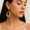 luxury gold teardrop statement earrings – bold chunky drop earrings for women, elegant party jewelry