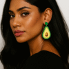 avocado statement earrings – bold green & yellow drop dangle earrings for women, fun fruit jewelry gift, lightweight fashion earrings for summer & parties