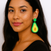 avocado statement earrings – bold green & yellow drop dangle earrings for women, fun fruit jewelry gift, lightweight fashion earrings for summer & parties