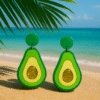 avocado statement earrings – bold green & yellow drop dangle earrings for women, fun fruit jewelry gift, lightweight fashion earrings for summer & parties