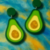 avocado statement earrings – bold green & yellow drop dangle earrings for women, fun fruit jewelry gift, lightweight fashion earrings for summer & parties