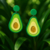 avocado statement earrings – bold green & yellow drop dangle earrings for women, fun fruit jewelry gift, lightweight fashion earrings for summer & parties