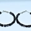 Black Geometric Pyramid Bead Hoop Earrings – Bold Statement Fashion Jewelry for Women & Girls