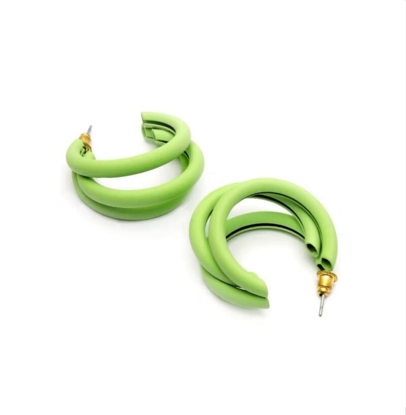 light green double hoop earrings for women – chunky resin statement hoops with hypoallergenic studs light green double hoop earrings for women – chunky resin statement hoops with hypoallergenic studs
