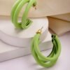 light green double hoop earrings for women – chunky resin statement hoops with hypoallergenic studs