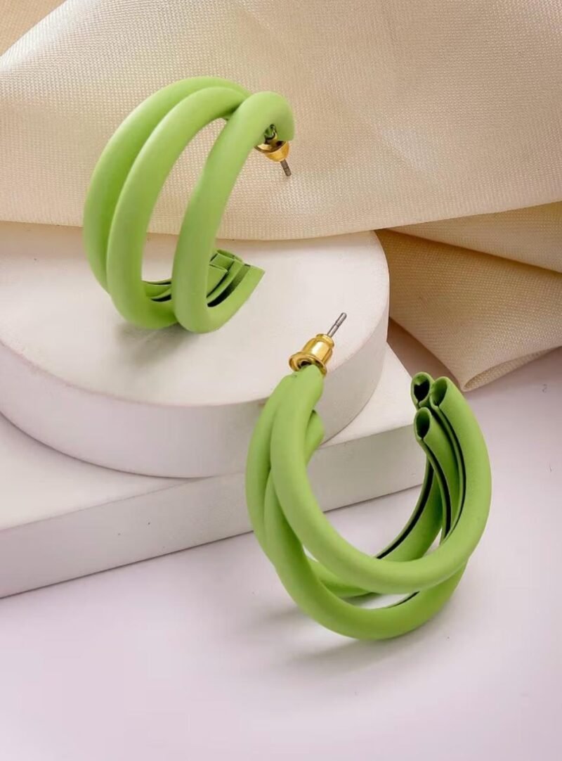 light green double hoop earrings for women – chunky resin statement hoops with hypoallergenic studs light green double hoop earrings for women – chunky resin statement hoops with hypoallergenic studs