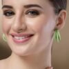 light green double hoop earrings for women – chunky resin statement hoops with hypoallergenic studs