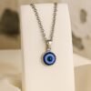 evil eye necklace – sterling stainless steel blue glass pendant – protection jewelry gift for women & men | alka jewels