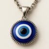evil eye necklace – sterling stainless steel blue glass pendant – protection jewelry gift for women & men | alka jewels