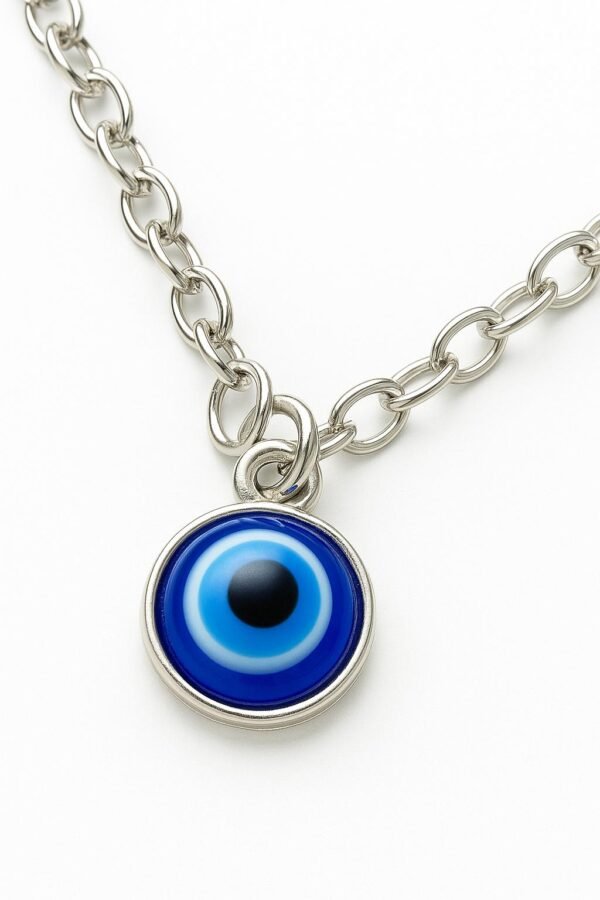 evil eye necklace – sterling stainless steel blue glass pendant – protection jewelry gift for women & men | alka jewels