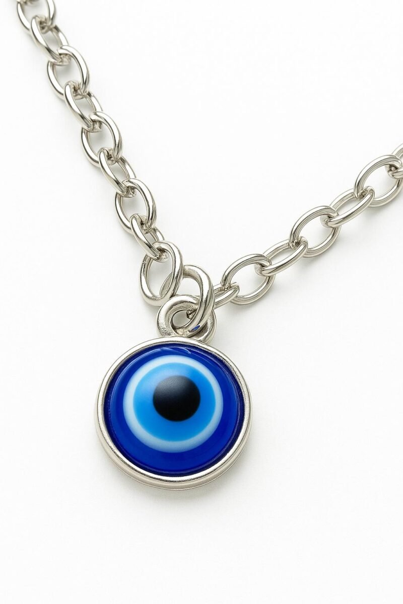 evil eye necklace – sterling stainless steel blue glass pendant – protection jewelry gift for women & men | alka jewels