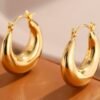 bold gold teardrop hoop earrings – 18k gold plated chunky hoops for women, hypoallergenic lightweight jewelry