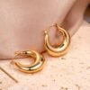 bold gold teardrop hoop earrings – 18k gold plated chunky hoops for women, hypoallergenic lightweight jewelry