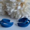 bold blue double hoop earrings for women – lightweight resin statement hoops with hypoallergenic stud backs