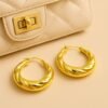 gold twisted chunky hoop earrings for women bold statement swirl hoops everyday fashion jewelry