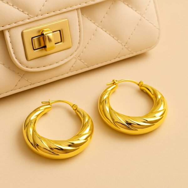 Home gold twisted chunky hoop earrings for women bold statement swirl hoops everyday fashion jewelry