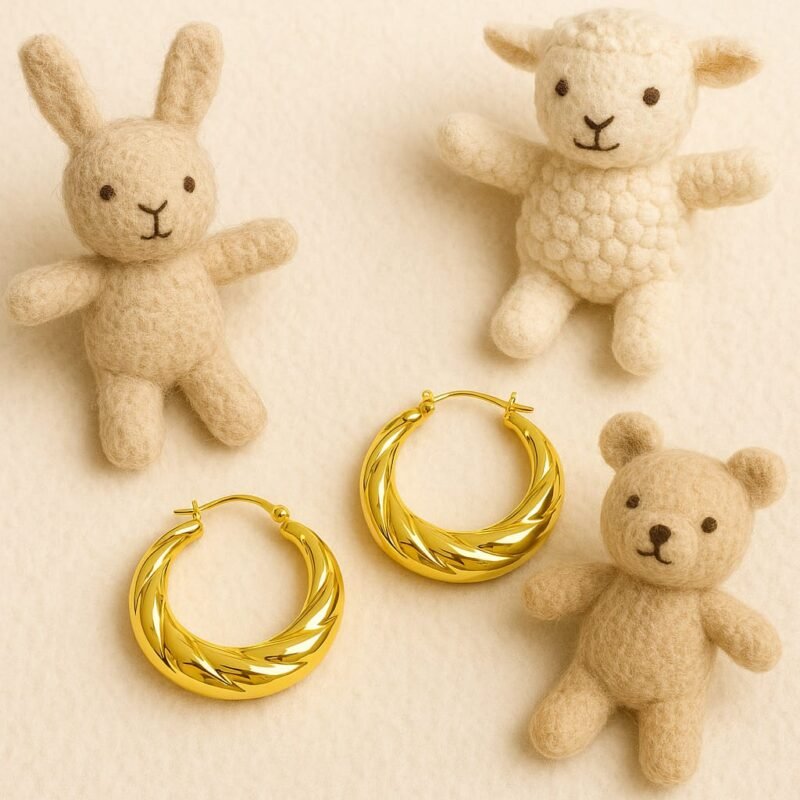 gold twisted chunky hoop earrings for women bold statement swirl hoops everyday fashion jewelry