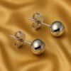 silver stainless steel ball stud earrings hypoallergenic round studs for women & men – minimalist everyday jewelry
