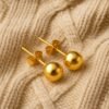 18k gold plated ball stud earrings – stainless steel hypoallergenic round studs for women – everyday minimalist jewelry